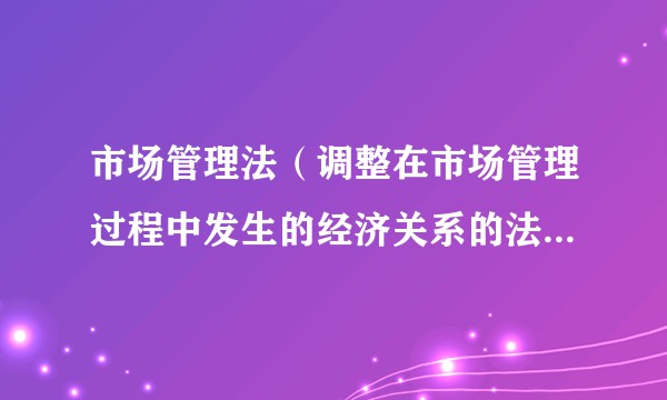 市场管理法（调整在市场管理过程中发生的经济关系的法律规范的总称）