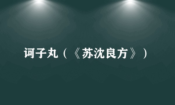 诃子丸（《苏沈良方》）