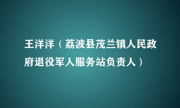王洋洋（荔波县茂兰镇人民政府退役军人服务站负责人）