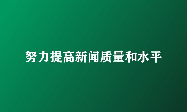 努力提高新闻质量和水平