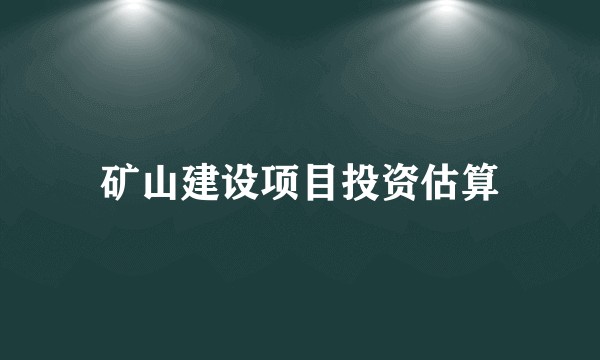 矿山建设项目投资估算