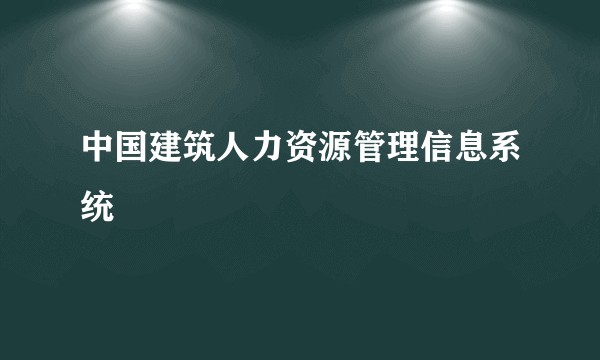 中国建筑人力资源管理信息系统