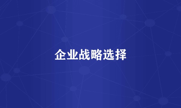 企业战略选择