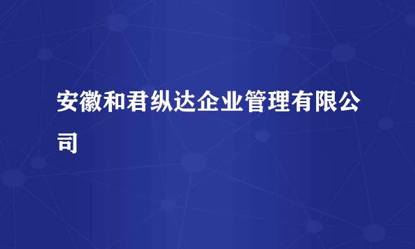 安徽和君纵达企业管理有限公司