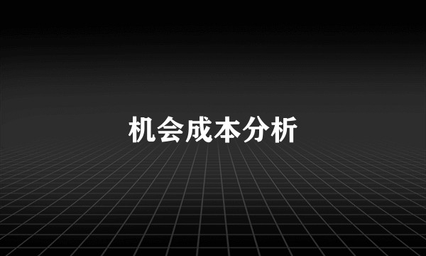 机会成本分析