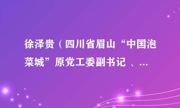 徐泽贵（四川省眉山“中国泡菜城”原党工委副书记 、管委会主任）
