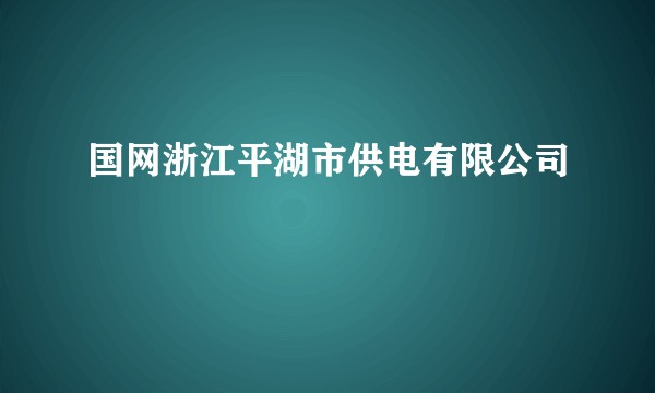 国网浙江平湖市供电有限公司