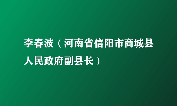 李春波(河南省信阳市商城县人民政府副县长)