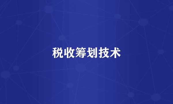 税收筹划技术