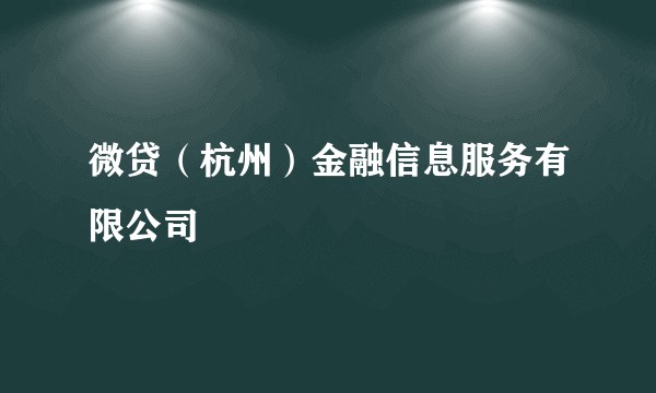 微贷(杭州)金融信息服务有限公司