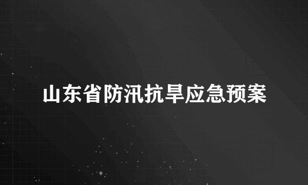 山东省防汛抗旱应急预案