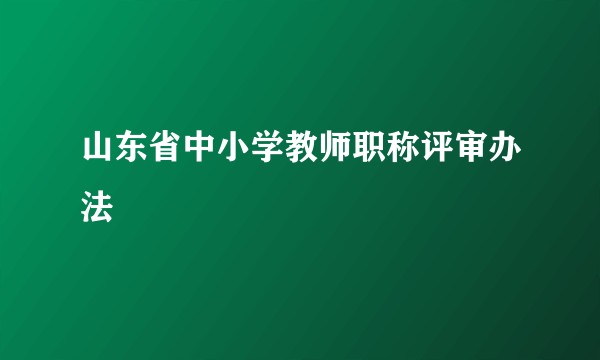 山东省中小学教师职称评审办法