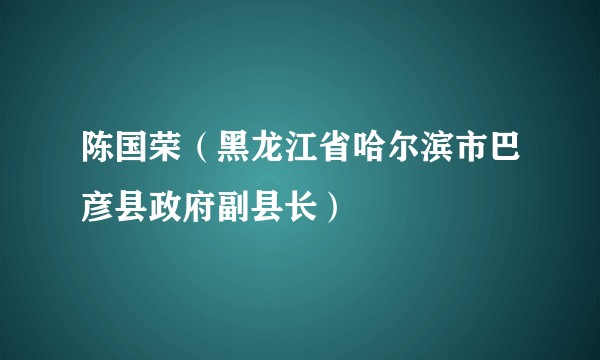 陈国荣（黑龙江省哈尔滨市巴彦县政府副县长）