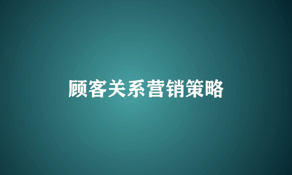 顾客关系营销策略