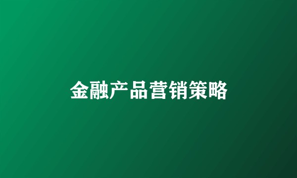 金融产品营销策略