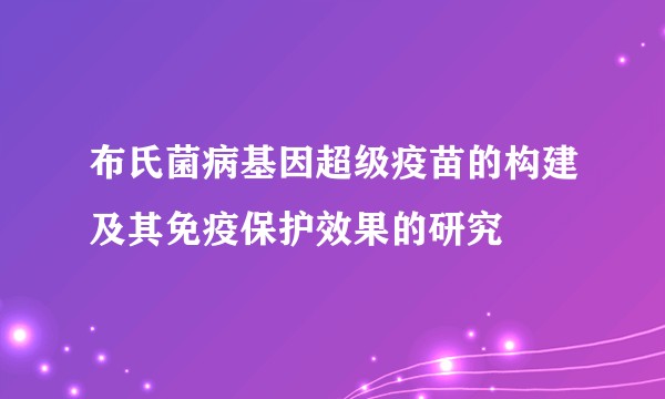 布氏菌病基因超级疫苗的构建及其免疫保护效果的研究
