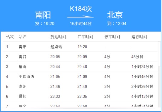 K184次列车