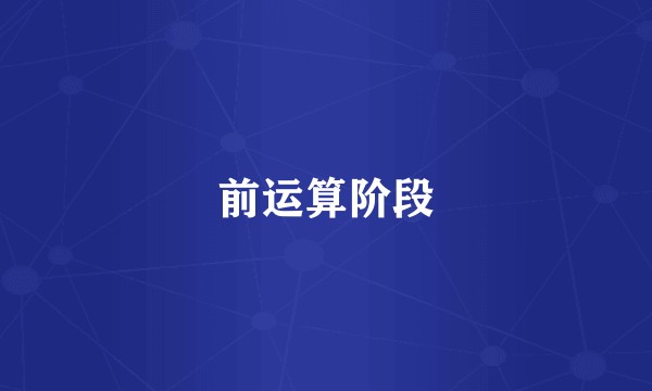 前运算阶段