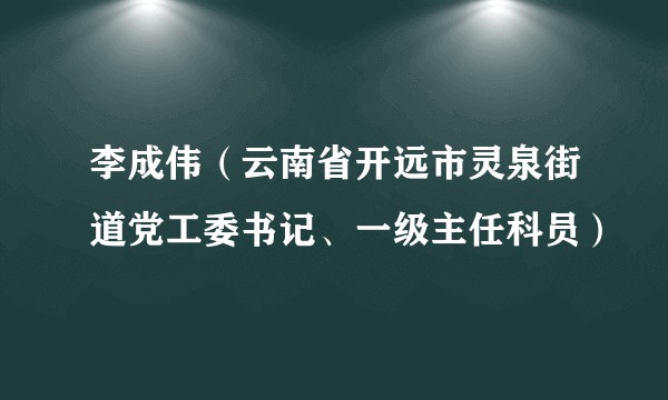 李成伟（云南省开远市灵泉街道党工委书记、一级主任科员）
