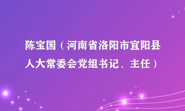 陈宝国(河南省洛阳市宜阳县人大常委会党组书记、主任)