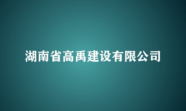 湖南省高禹建设有限公司