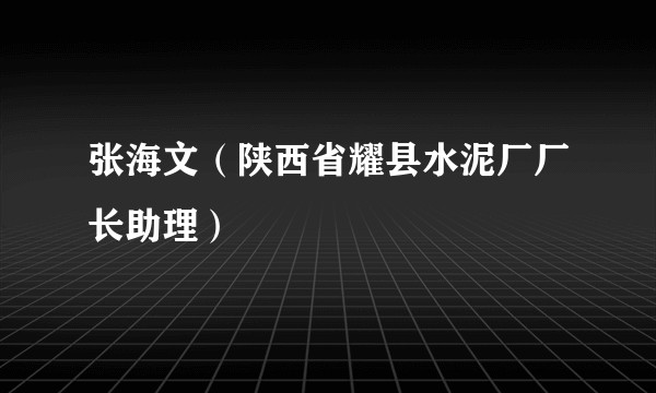 张海文（陕西省耀县水泥厂厂长助理）