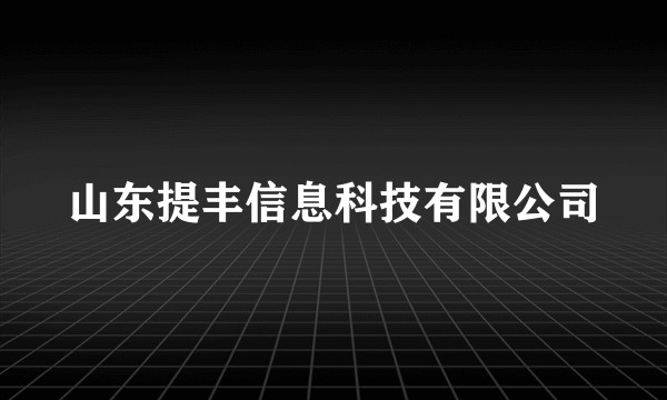 山东提丰信息科技有限公司