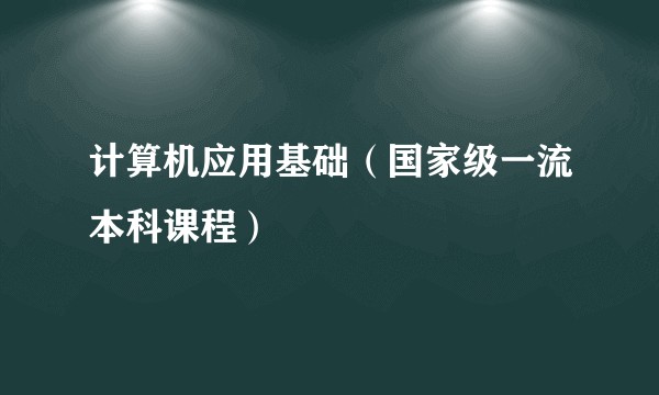 计算机应用基础（国家级一流本科课程）