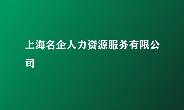 上海名企人力资源服务有限公司