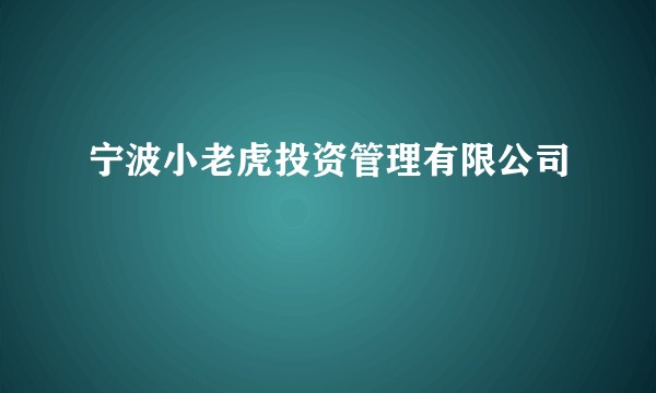 宁波小老虎投资管理有限公司