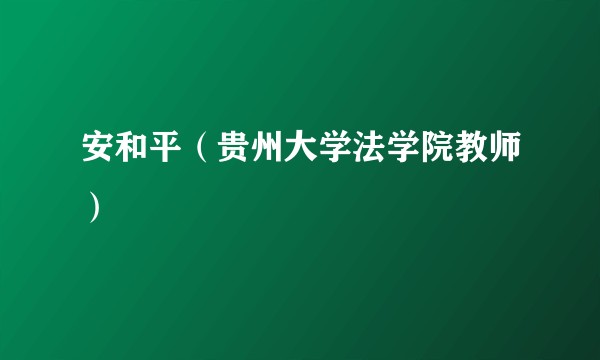 安和平（贵州大学法学院教师）