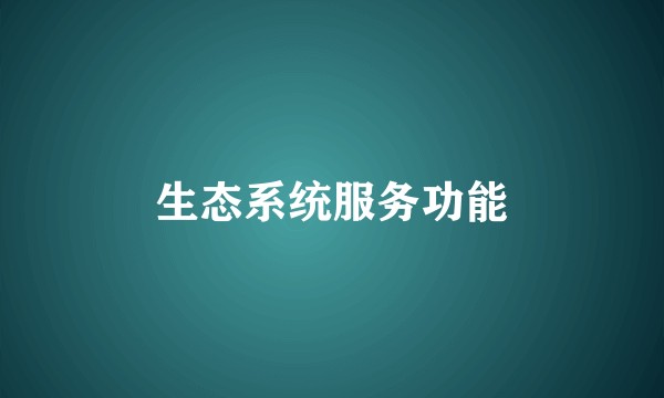 生态系统服务功能