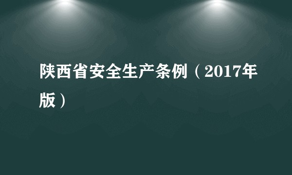 陕西省安全生产条例（2017年版）