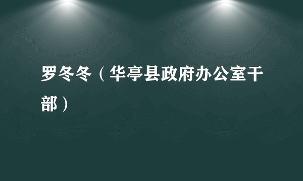 罗冬冬（华亭县政府办公室干部）