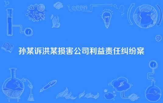 孙某诉洪某损害公司利益责任纠纷案