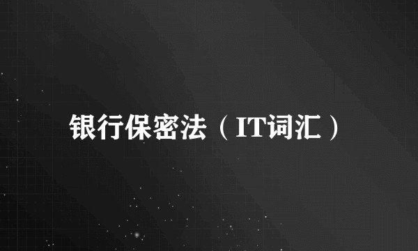 银行保密法（IT词汇）