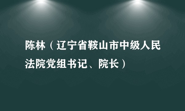 陈林（辽宁省鞍山市中级人民法院党组书记、院长）