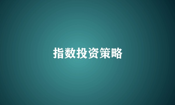 指数投资策略