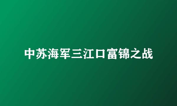中苏海军三江口富锦之战