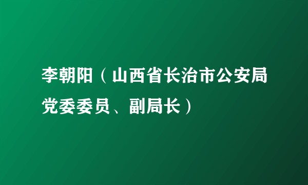 李朝阳（山西省长治市公安局党委委员、副局长）