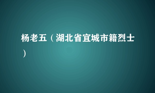 杨老五（湖北省宜城市籍烈士）