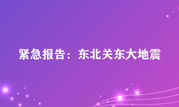 紧急报告：东北关东大地震