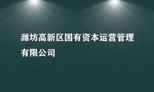 潍坊高新区国有资本运营管理有限公司