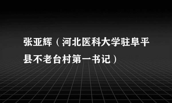张亚辉（河北医科大学驻阜平县不老台村第一书记）