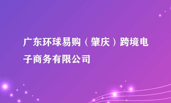 广东环球易购（肇庆）跨境电子商务有限公司