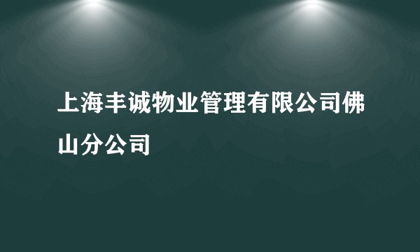上海丰诚物业管理有限公司佛山分公司