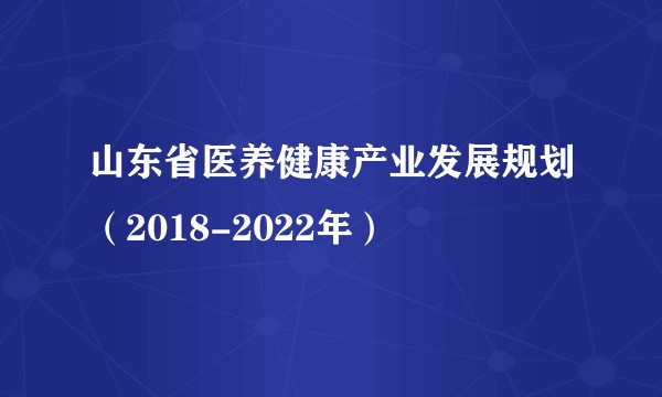 山东省医养健康产业发展规划（2018-2022年）