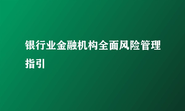 银行业金融机构全面风险管理指引