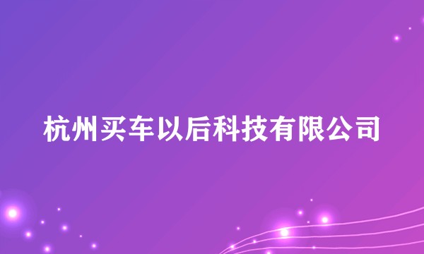 杭州买车以后科技有限公司