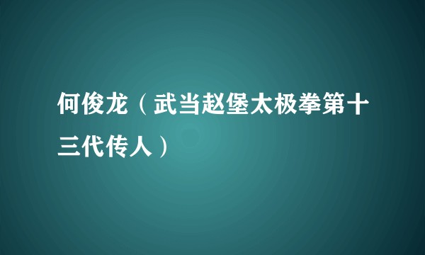 何俊龙（武当赵堡太极拳第十三代传人）